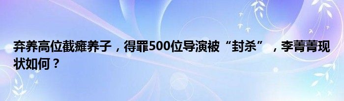 弃养高位截瘫养子，得罪500位导演被“封杀”，李菁菁现状如何？