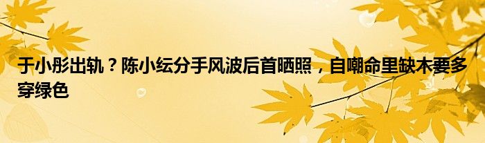 于小彤出轨？陈小纭分手风波后首晒照，自嘲命里缺木要多穿绿色