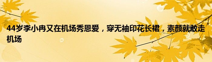 44岁李小冉又在机场秀恩爱，穿无袖印花长裙，素颜就敢走机场