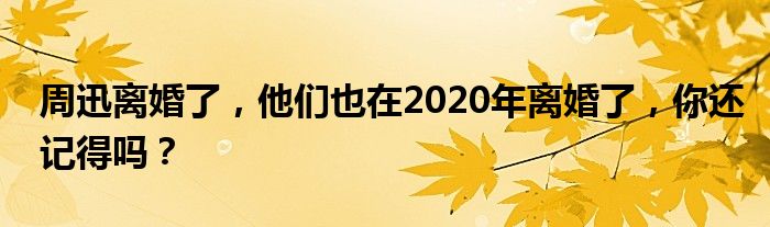 周迅离婚了，他们也在2020年离婚了，你还记得吗？