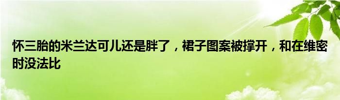 怀三胎的米兰达可儿还是胖了，裙子图案被撑开，和在维密时没法比