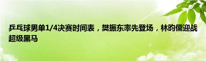 乒乓球男单1/4决赛时间表，樊振东率先登场，林昀儒迎战超级黑马