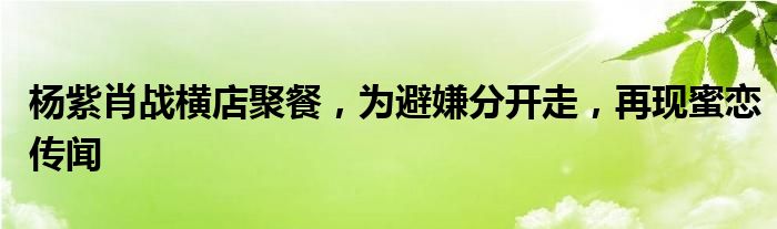 杨紫肖战横店聚餐，为避嫌分开走，再现蜜恋传闻