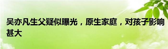 吴亦凡生父疑似曝光，原生家庭，对孩子影响甚大