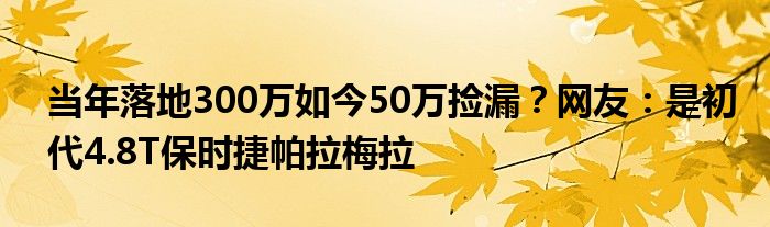 当年落地300万如今50万捡漏？网友：是初代4.8T保时捷帕拉梅拉