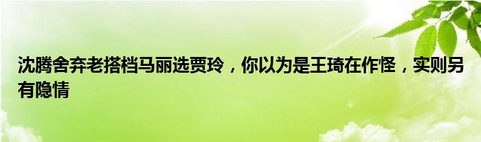 沈腾舍弃老搭档马丽选贾玲，你以为是王琦在作怪，实则另有隐情