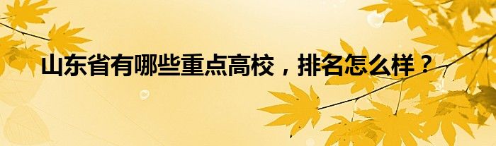 山东省有哪些重点高校，排名怎么样？