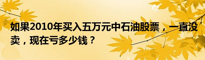 如果2010年买入五万元中石油股票，一直没卖，现在亏多少钱？