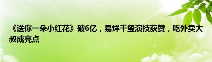 《送你一朵小红花》破6亿，易烊千玺演技获赞，吃外卖大叔成亮点