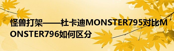 怪兽打架——杜卡迪MONSTER795对比MONSTER796如何区分