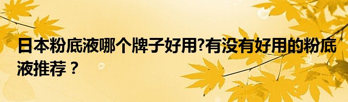 日本粉底液哪个牌子好用?有没有好用的粉底液推荐？