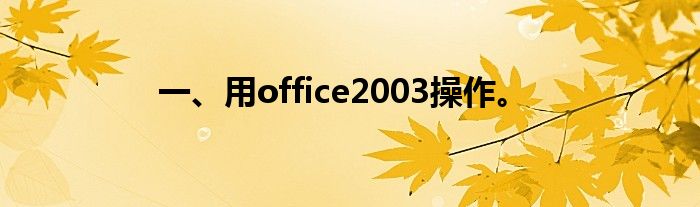 一、用office2003操作。