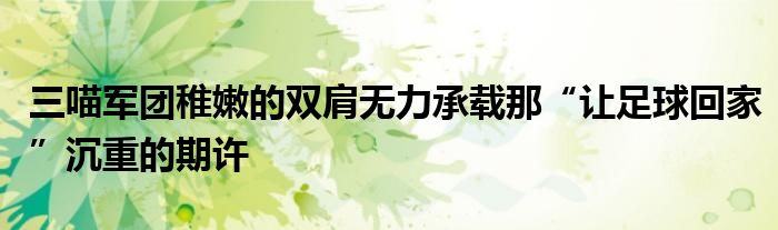 三喵军团稚嫩的双肩无力承载那“让足球回家”沉重的期许