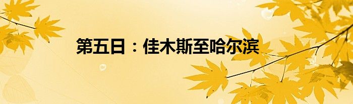 第五日：佳木斯至哈尔滨