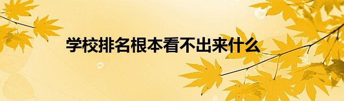 学校排名根本看不出来什么