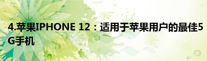 4.苹果IPHONE 12：适用于苹果用户的最佳5G手机