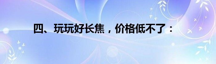 四、玩玩好长焦，价格低不了：