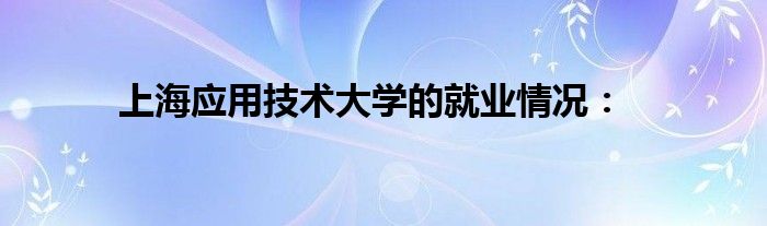 上海应用技术大学的就业情况：