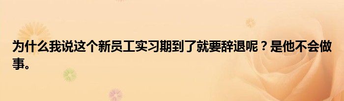 为什么我说这个新员工实习期到了就要辞退呢？是他不会做事。