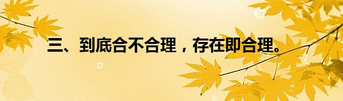 三、到底合不合理，存在即合理。