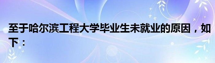 至于哈尔滨工程大学毕业生未就业的原因，如下：