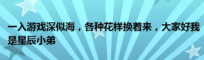 一入游戏深似海，各种花样换着来，大家好我是星辰小弟