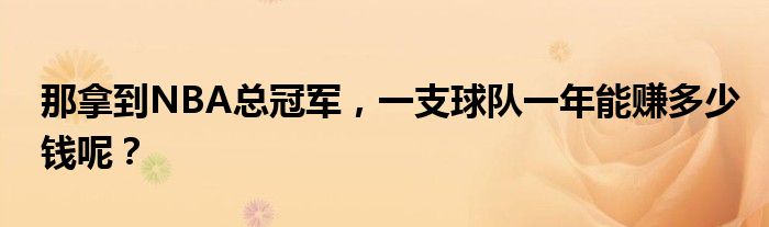 那拿到NBA总冠军，一支球队一年能赚多少钱呢？