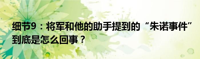 细节9：将军和他的助手提到的“朱诺事件”到底是怎么回事？