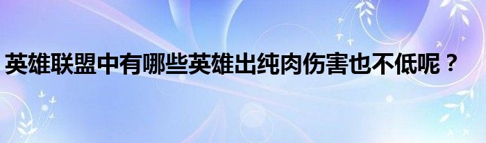 英雄联盟中有哪些英雄出纯肉伤害也不低呢？