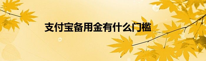 支付宝备用金有什么门槛