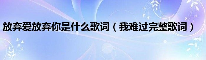 放弃爱放弃你是什么歌词（我难过完整歌词）