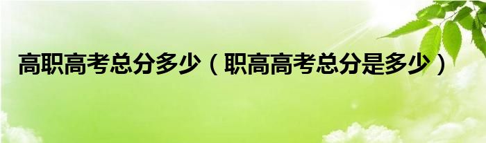 高职高考总分多少（职高高考总分是多少）