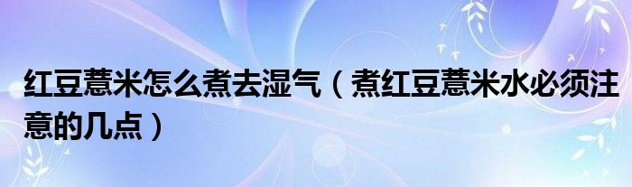 红豆薏米怎么煮去湿气（煮红豆薏米水必须注意的几点）