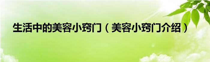 生活中的美容小窍门（美容小窍门介绍）