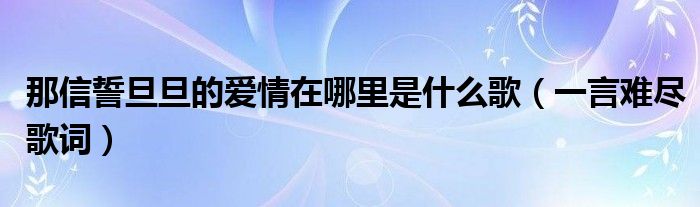 那信誓旦旦的爱情在哪里是什么歌（一言难尽歌词）