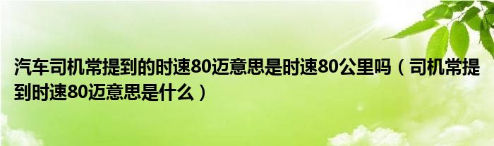 汽车司机常提到的时速80迈意思是时速80公里吗（司机常提到时速80迈意思是什么）