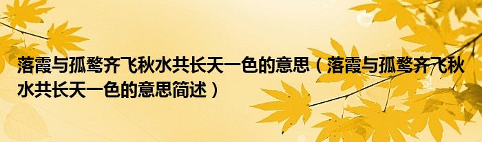 落霞与孤鹜齐飞秋水共长天一色的意思（落霞与孤鹜齐飞秋水共长天一色的意思简述）