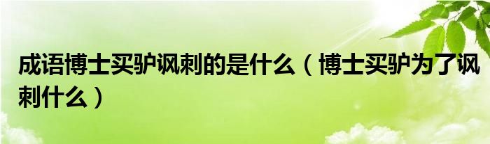 成语博士买驴讽刺的是什么（博士买驴为了讽刺什么）