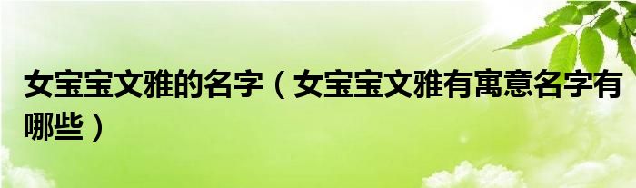 女宝宝文雅的名字（女宝宝文雅有寓意名字有哪些）