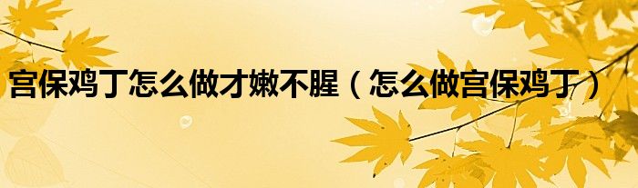 宫保鸡丁怎么做才嫩不腥（怎么做宫保鸡丁）