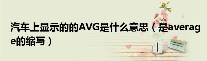 汽车上显示的的AVG是什么意思（是average的缩写）