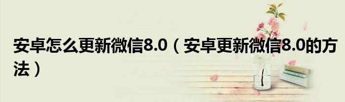 安卓怎么更新微信8.0（安卓更新微信8.0的方法）