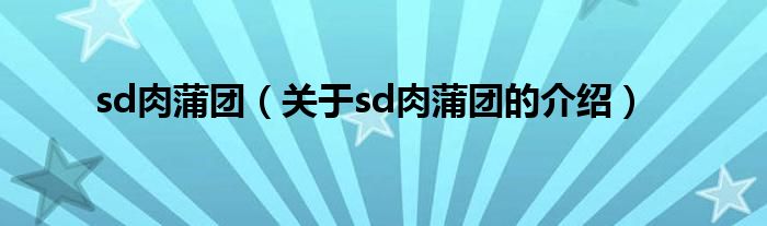 sd肉蒲团（关于sd肉蒲团的介绍）