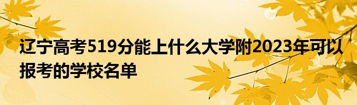 辽宁高考519分能上什么大学附2023年可以报考的学校名单