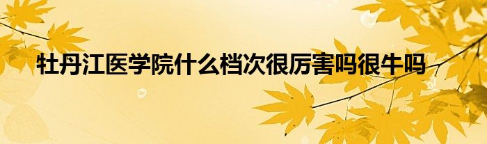 牡丹江医学院什么档次很厉害吗很牛吗