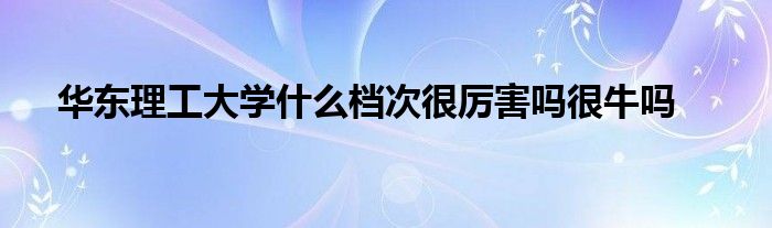 华东理工大学什么档次很厉害吗很牛吗