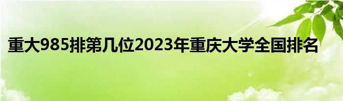 重大985排第几位2023年重庆大学全国排名