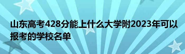 山东高考428分能上什么大学附2023年可以报考的学校名单