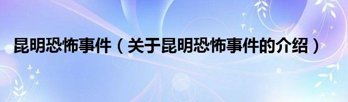 昆明恐怖事件（关于昆明恐怖事件的介绍）