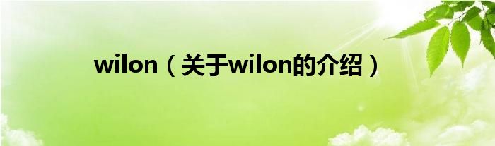 wilon（关于wilon的介绍）